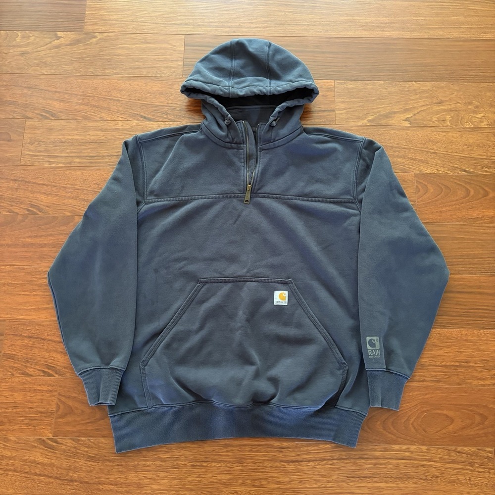 Carhartt Rain Defender Men's XL Blue Original Fit Fleece Quarter Zip Hoodie